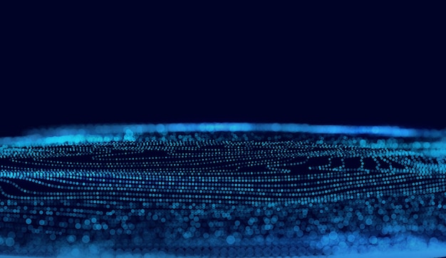 El gran flujo de datos cibernéticos, las partículas Bokeh, el concepto de IA, la máquina de tecnología de inteligencia artificial.