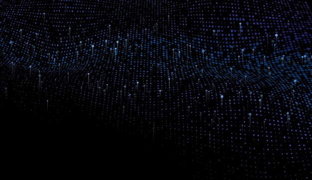 Gran flujo de datos cibernéticos partículas Bokeh Concepto de red neural digital de tecnología de IA