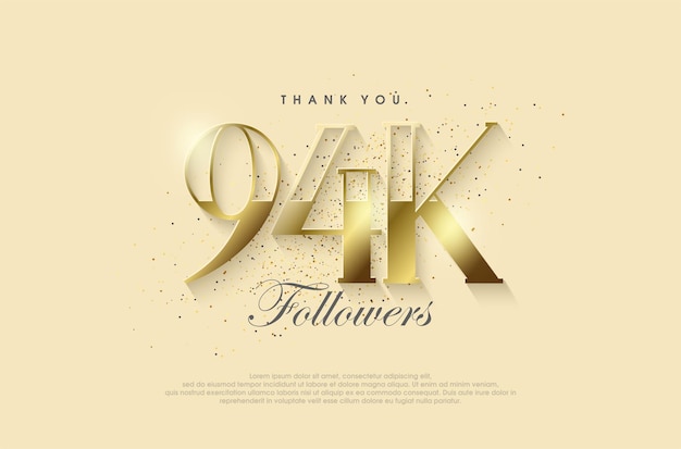 Un gran gracias a los 94 mil seguidores con un brillante diseño de oro de lujo