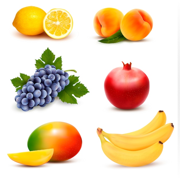 Gran grupo de diferentes frutas.