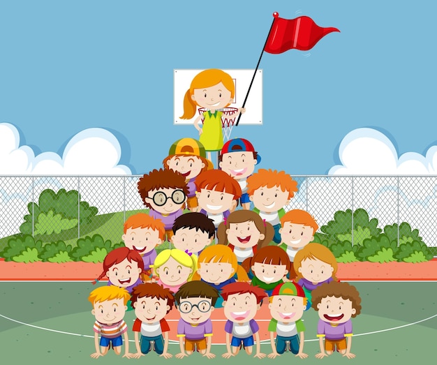 Gran grupo de niños