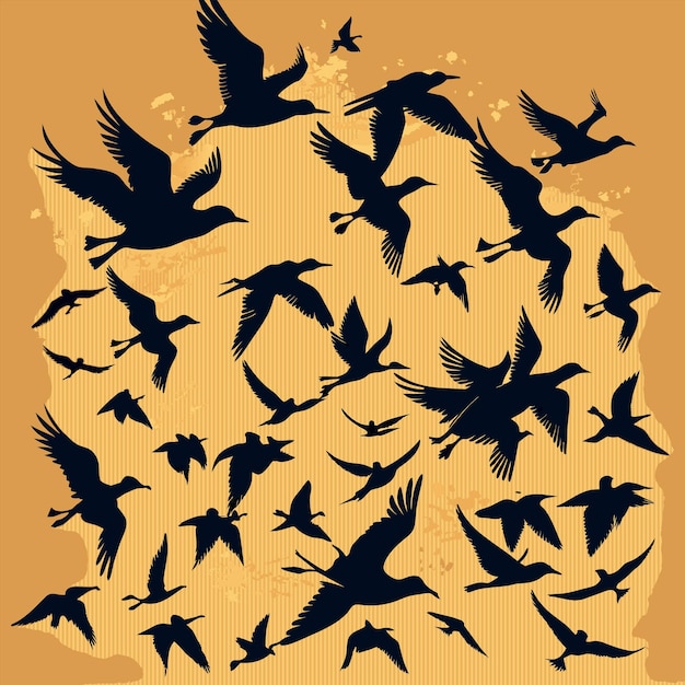 un gran grupo de pájaros están volando en círculo