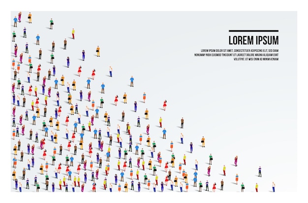 Un gran grupo de personas de fondo blanco. Fondo de multitud de personas. ilustración vectorial