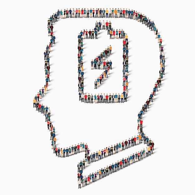 Un gran grupo de personas en forma de cabeza, la batería.