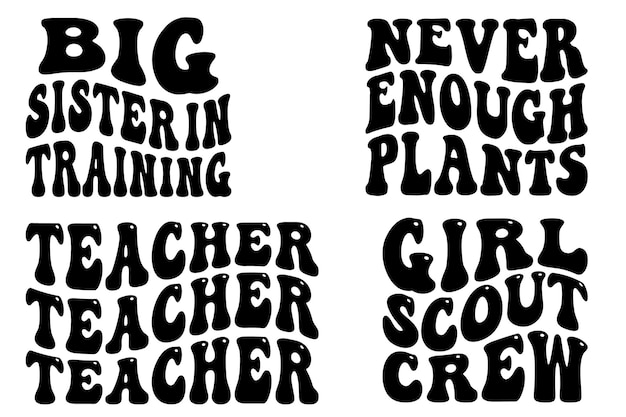 Gran hermana en el entrenamiento Nunca hay suficientes plantas Girl Scout Crew maestra camiseta SVG retro ondulada