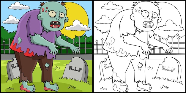 El gran hombre zombi página de colorear Ilustración a color