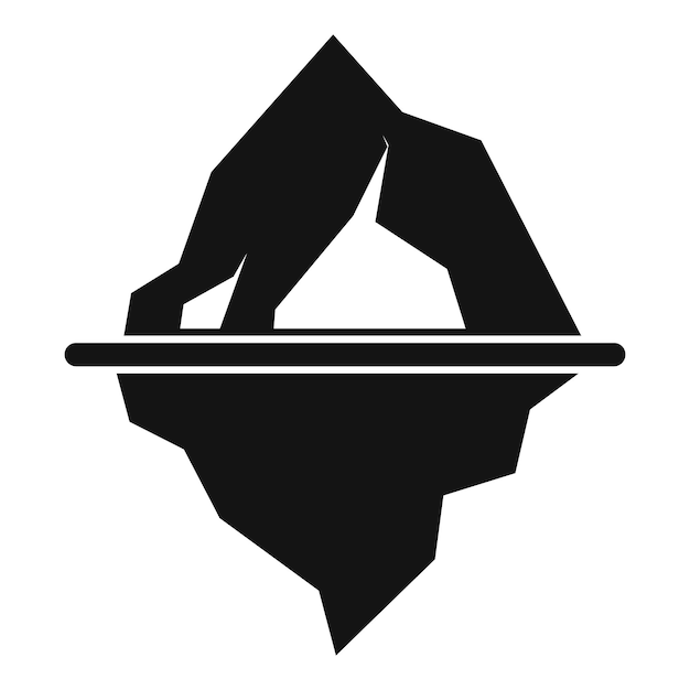 Un gran iceberg flotando con una línea de flotación que muestra un icono minimalista