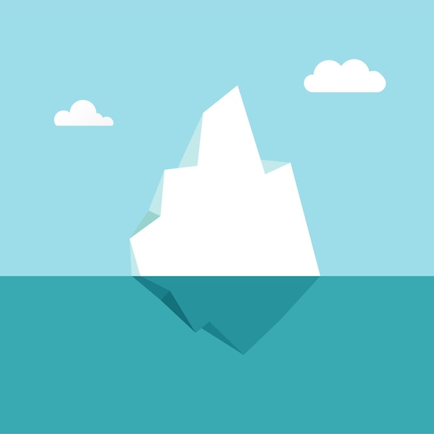 Gran iceberg flotando en el océano con parte submarina Costa antártica norte Ilustración vectorial