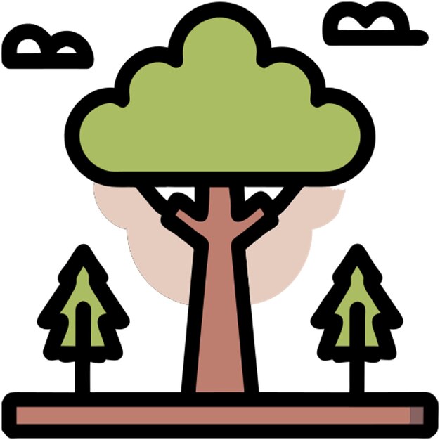 gran icono de árbol con contorno de color