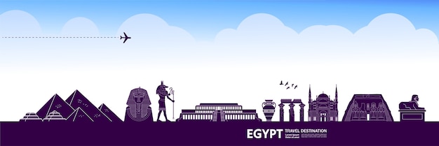 Gran ilustración de destino de viaje de egipto