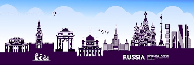 Gran ilustración de destino de viaje de rusia.