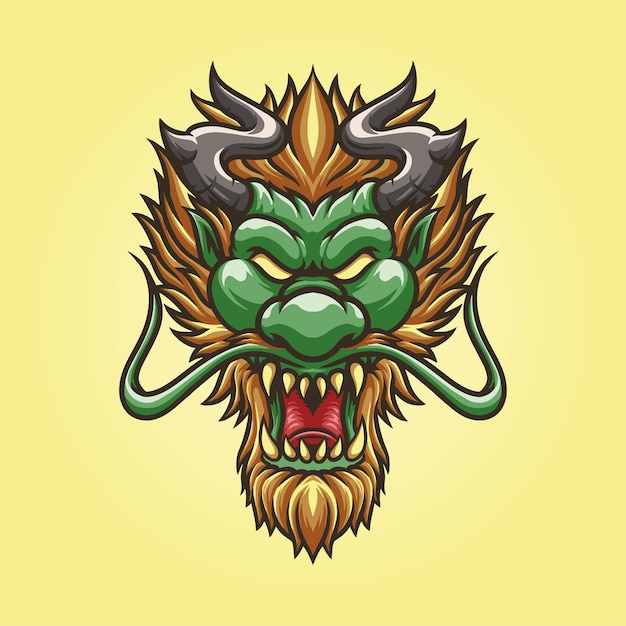 Gran ilustración de la mascota Dragon Head para su negocio de marca