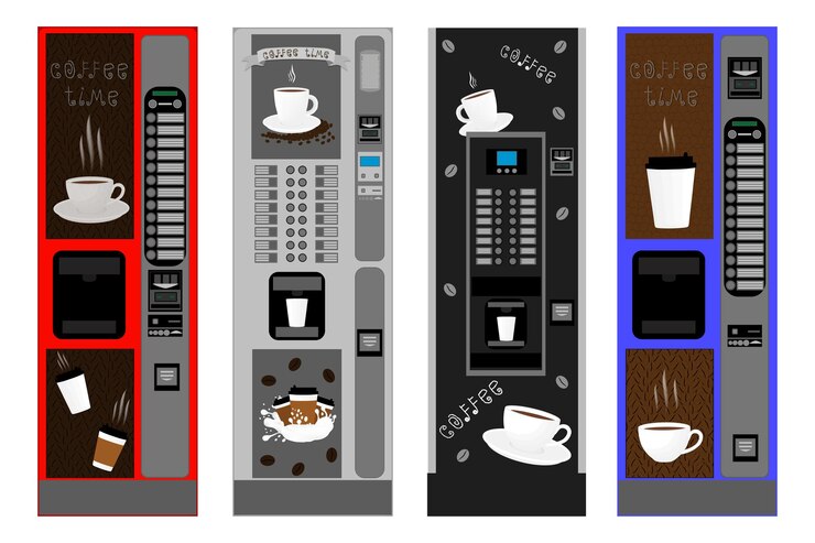 Vector gran juego de colores diferentes tipos de máquinas de café.