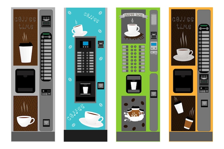 Vector gran juego de colores diferentes tipos de máquinas de café.