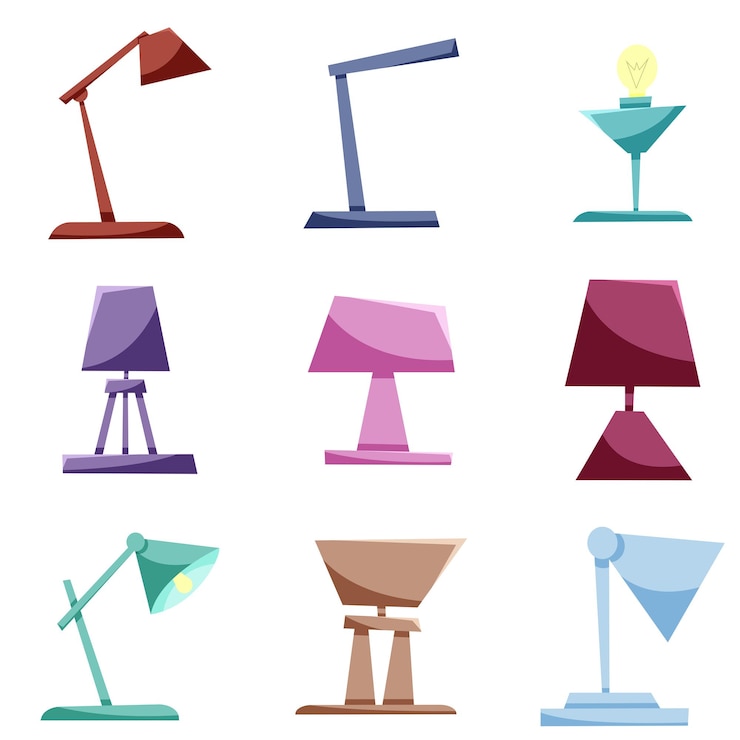 Vector gran juego de lámparas de mesa
