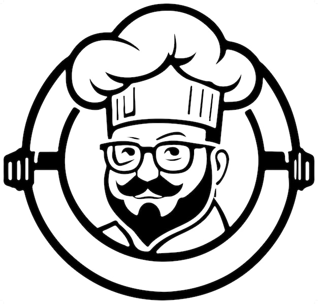 Vector gran logo de emblema de chef encantador vector