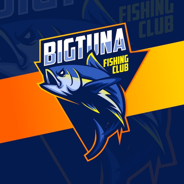 gran mascota de pesca de atún diseño de logotipo esport