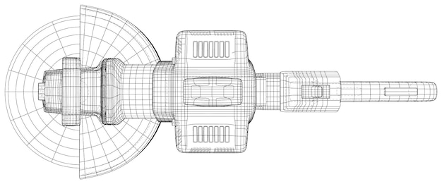 Gran molinillo de ángulo poderoso con disco abrasivo Vector creado por Wireframe 3D