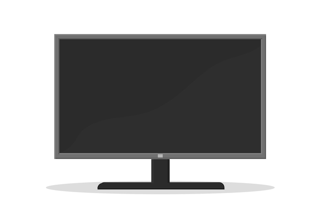 Gran monitor de pantalla ancha tv en soporte vector gráfico aislado