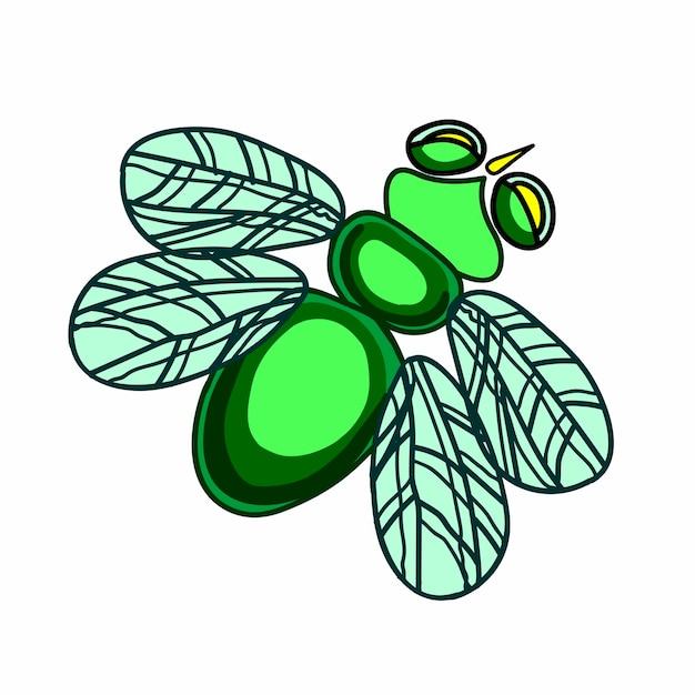Gran mosca verde un insecto con alas