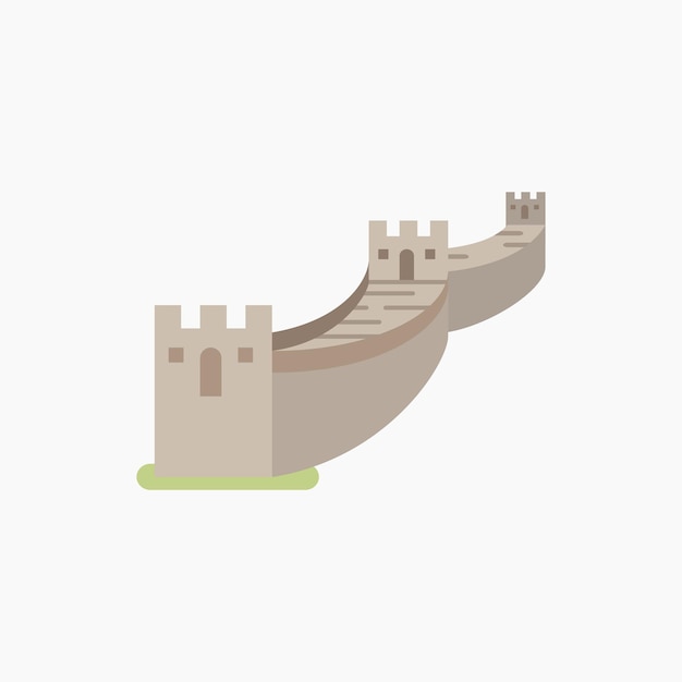 La Gran Muralla China. Ilustración de vector plano.