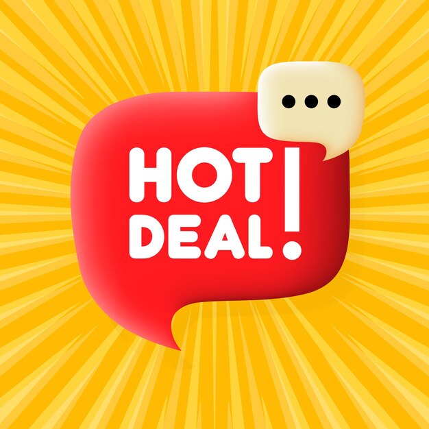 Gran oferta Bocadillo de diálogo con texto de gran oferta Concepto de negocio Ilustración 3d Estilo de arte pop Icono de línea vectorial para negocios y publicidad