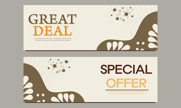 gran oferta plantilla de banner horizontal con adornos florales y florales