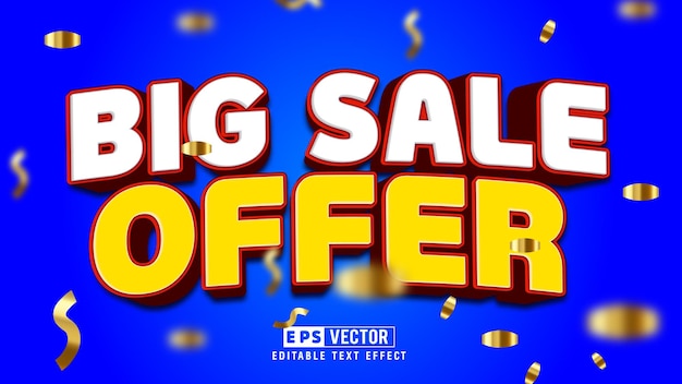 Gran oferta de venta vector de efecto de texto editable 3d con fondo