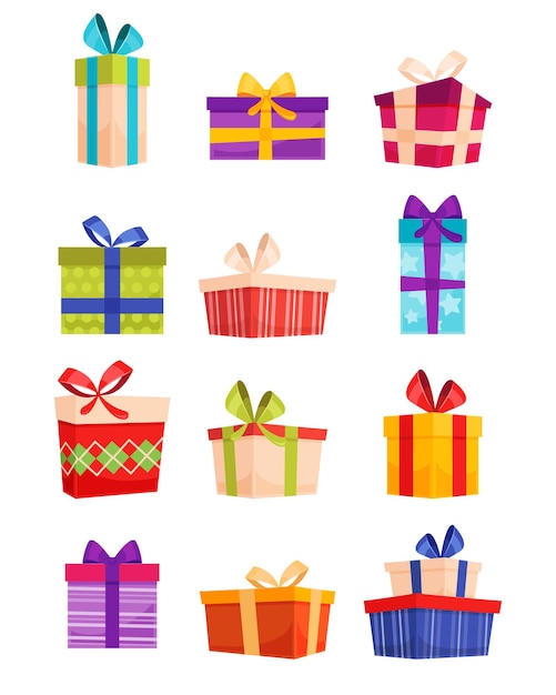 Una gran pila de cajas de regalos envueltas en colores