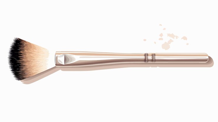 Vector un gran pincel de maquillaje aislado sobre un fondo blanco