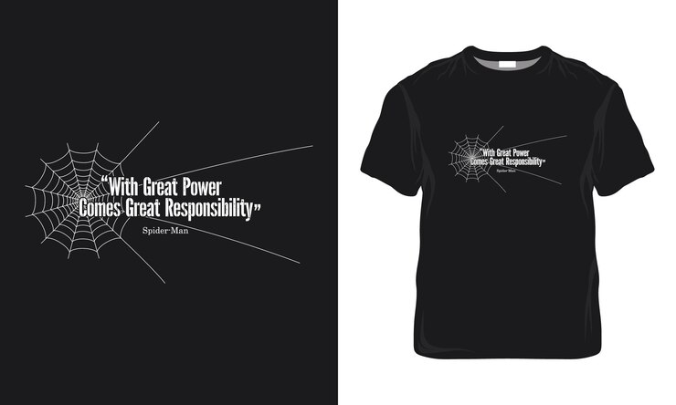 Con gran poder viene gran responsabilidad Citas tipografía Diseño de camiseta minimalista