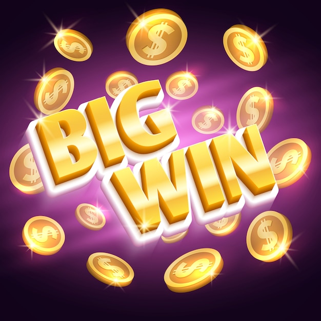 Gran premio de ganar dinero. Ganar jugando con monedas de oro de dólar. Dinero dólar ganar, premio y éxito, monedas jackpot ilustración
