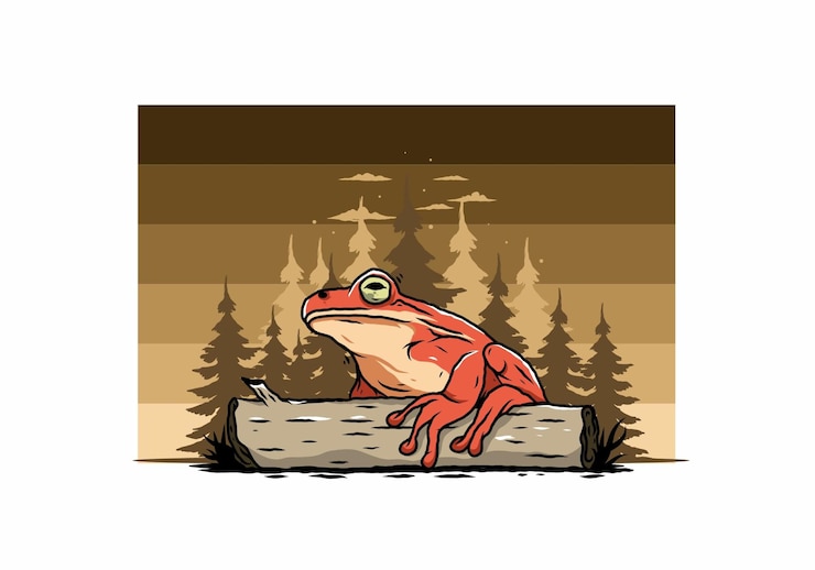 Vector gran rana encaramada en una ilustración de registro