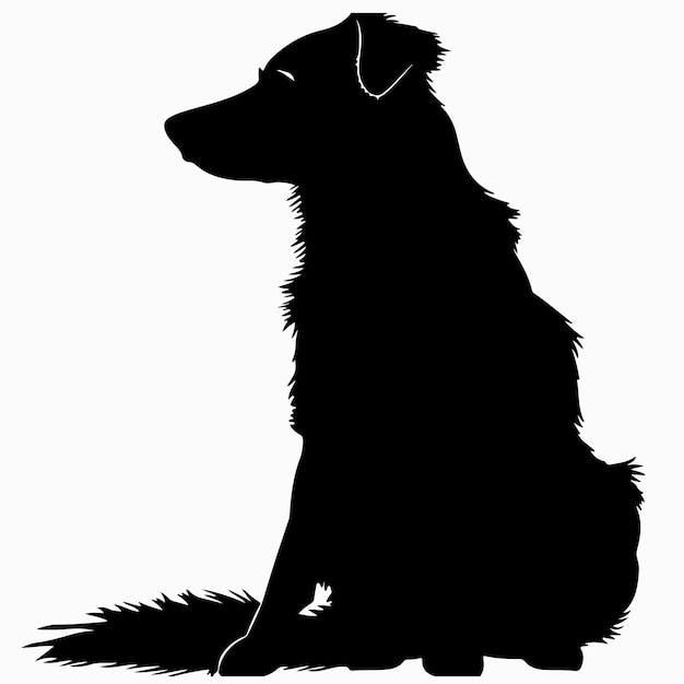 Vector una gran silueta de un perro de tejas de fondo blanco