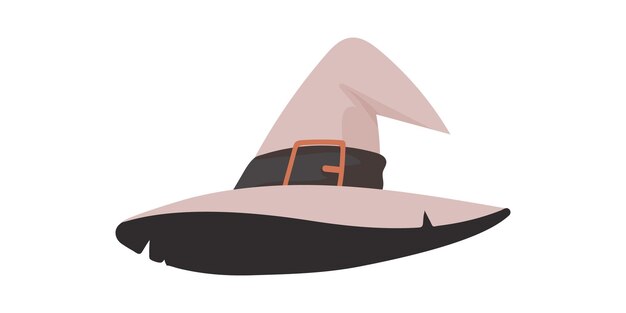 Un gran sombrero afilado que las brujas se ponen en la cabeza Sombrero de Halloween que se asemeja a una gorra de béisbol Estilo de dibujos animados Ilustración vectorial