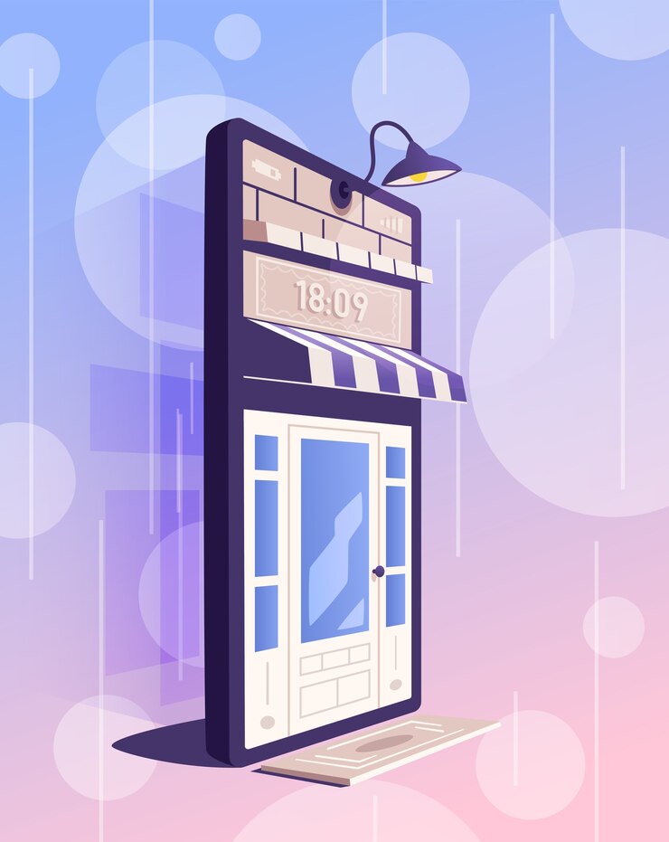 Gran teléfono inteligente convertido en tienda de internet