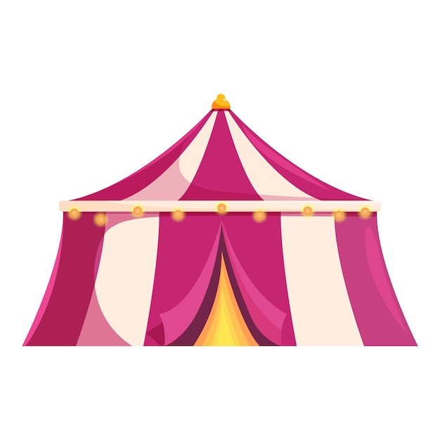 Una gran tienda de circo de pie en la entrada con la cortina abierta