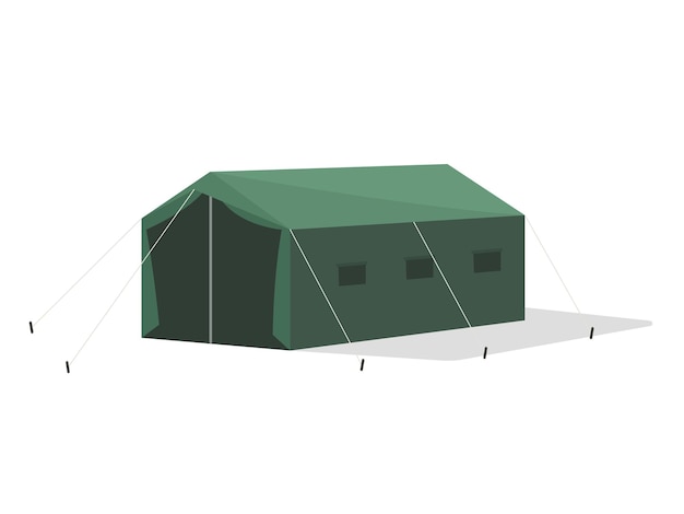 Gran tienda verde oscuro Elemento del campamento para ayuda humanitaria