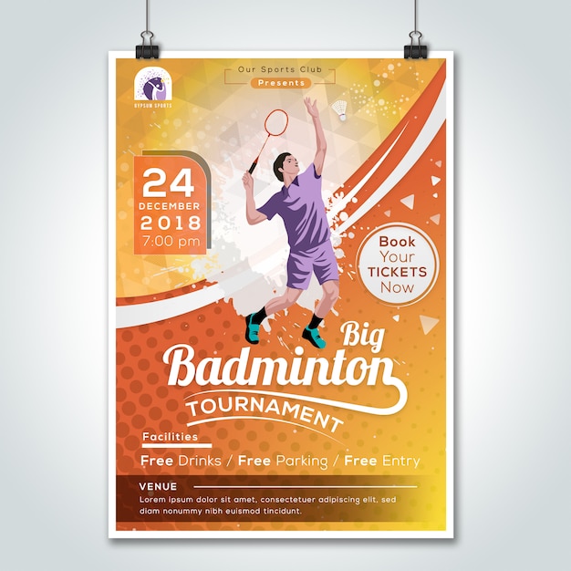 Vector gran torneo anual de juego de bádminton