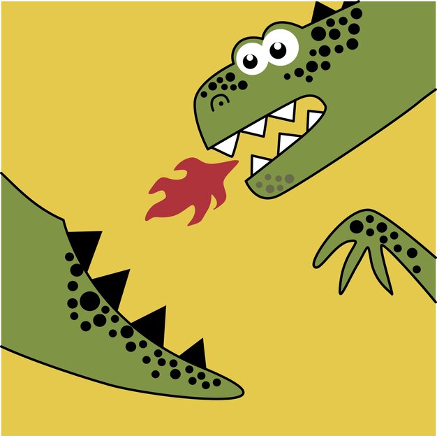 Gran vector de dragón. con fuego