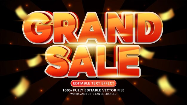 Vector gran venta amarillo naranja 3d efecto de texto moderno editable