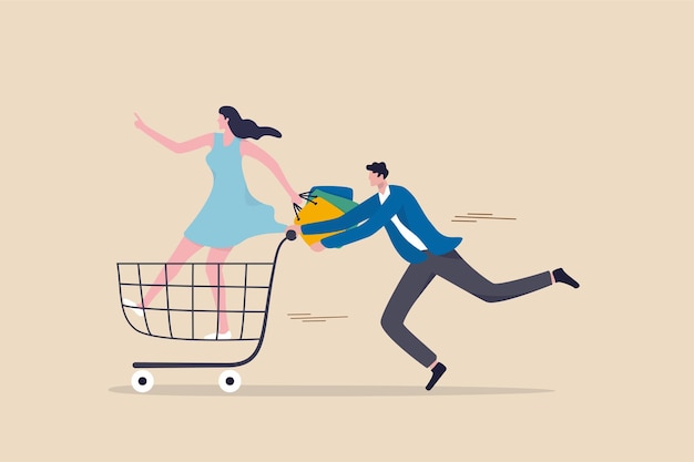 Gran venta de compras, concepto de consumismo