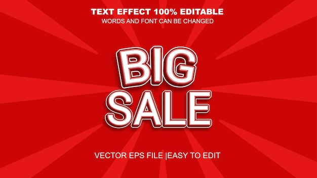 Gran venta efecto de texto 3d editable eps vector