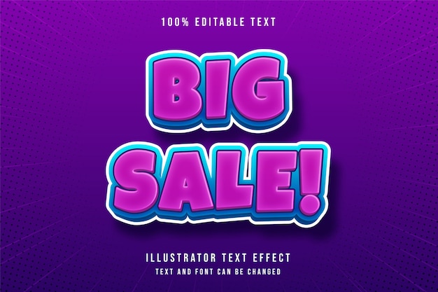 Gran venta efecto de texto editable 3d estilo de texto rosa degradado azul moderno