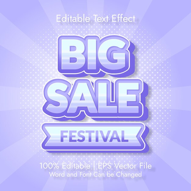 Gran venta Festival efecto de texto editable 3d Vector Premium