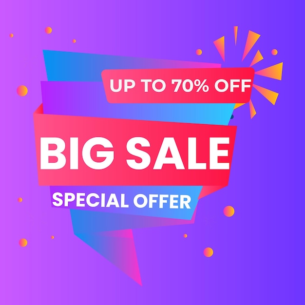Gran venta con fondo de gradiente abstracto hasta un 50% de descuento plantilla de banner de diseño de promoción de descuento