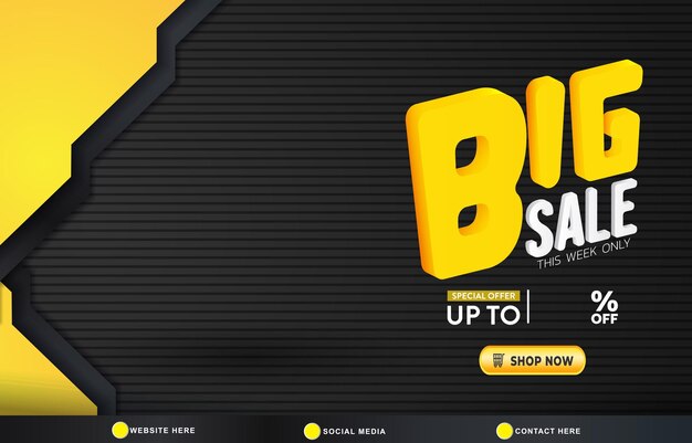 Vector gran venta modelo de descuento banner con espacio de copia para la venta de productos con gradiente abstracto diseño de fondo negro y amarillo 047