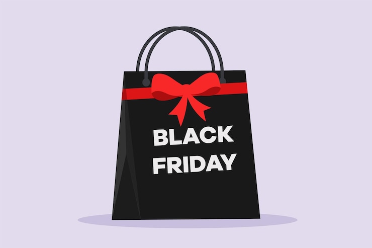 Vector gran venta o concepto de viernes negro estudiantes felices ilustración de vector plano coloreado aislado