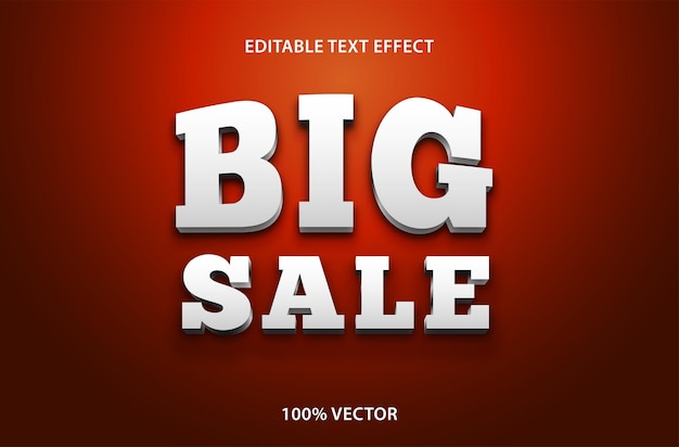 Vector gran venta de texto editable con efecto de estilo 3d vector premium