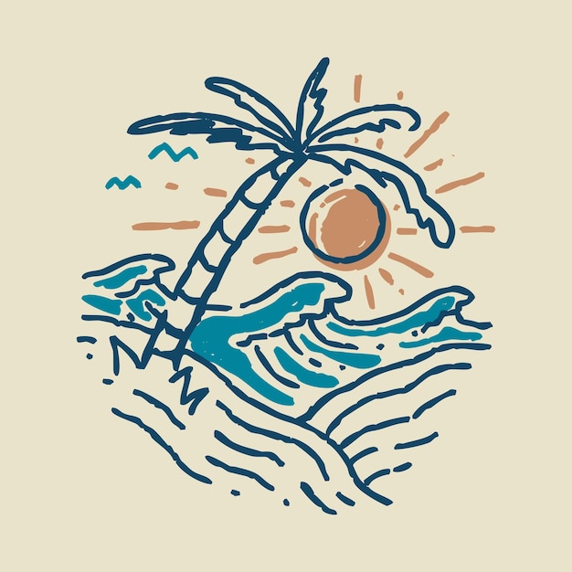 Gran verano para surfear diseño de camiseta de arte vectorial de ilustración gráfica